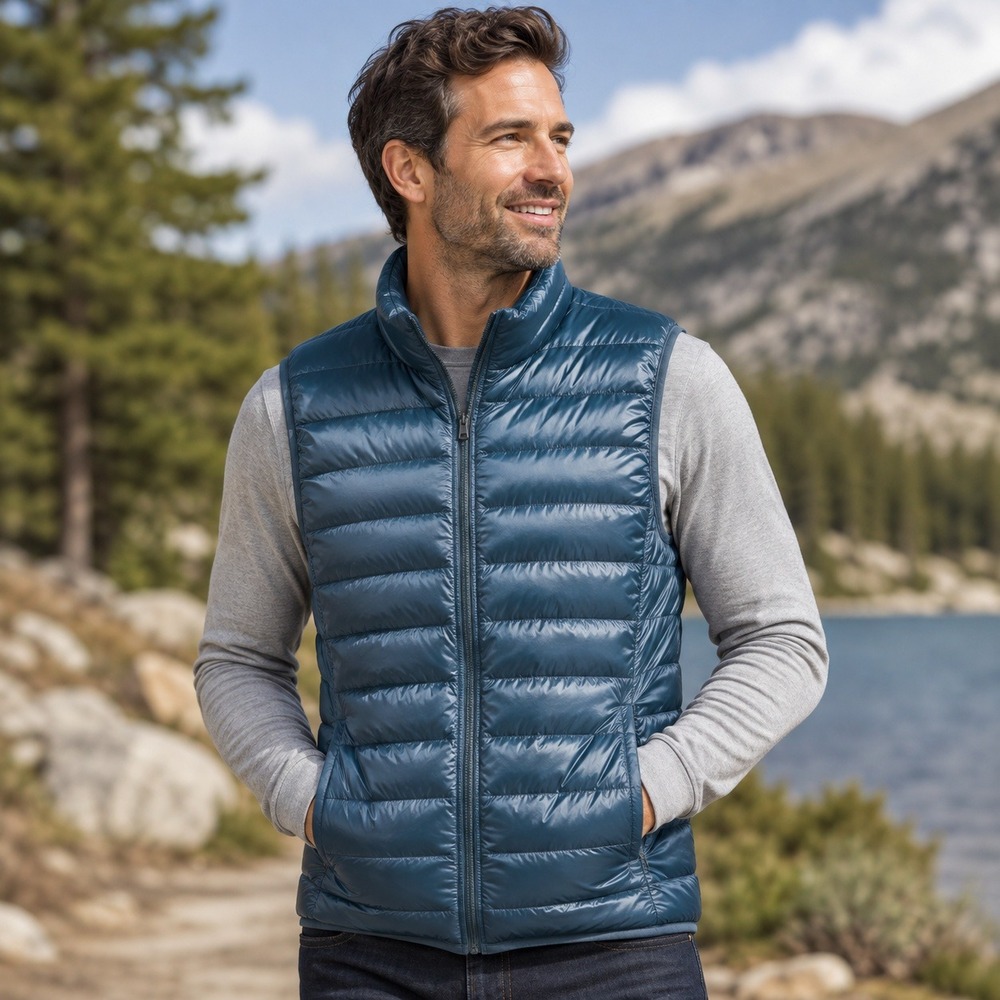 UNIQLO Ultra Light Down Vest Mens Medium Blue Teal Puffer Packable 315-072571